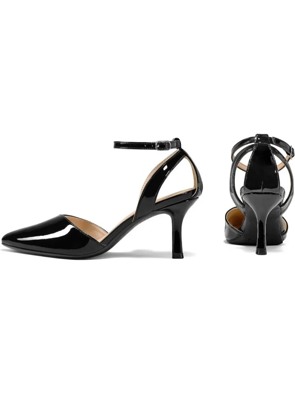 Women's Black Patent Closed Toe Kitten Heels Comfortable Dress Pumps Shoes